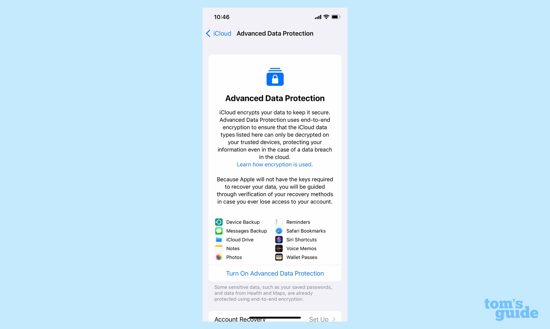 Funzionalità di protezione dati avanzata iCloud per iOS 16.2