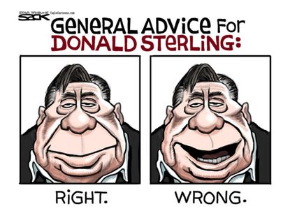 Editorial cartoon Donald Sterling advice