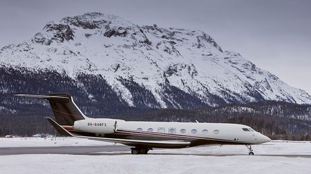 Flexjet Gulfsteam G650 on the runway in St Moritz