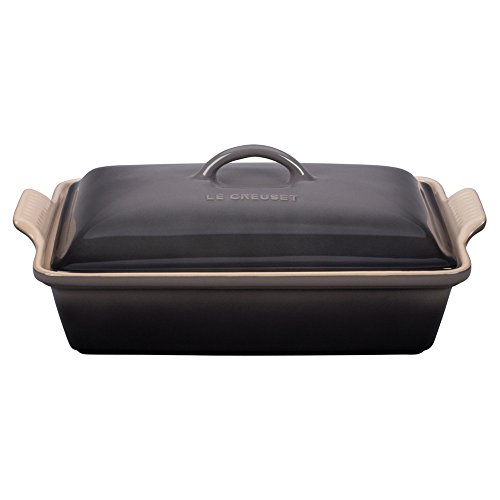 Le Creuset Stoneware Heritage Covered Rectangular Casserole, 4 Qt. (12&quot; X 9&quot;), Oyster