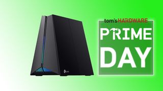 The TP-Link Archer GXE75 gaming router with Prime Day sale logo