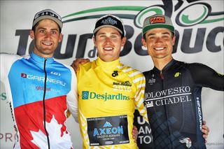 The final Tour de Beauce overall podium: Hugo Houle, Gregory Daniel and Robin Carpenter.