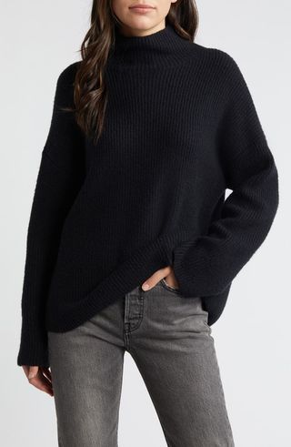 Treasure & Bond Relaxed Turtleneck Cotton Blend Sweater