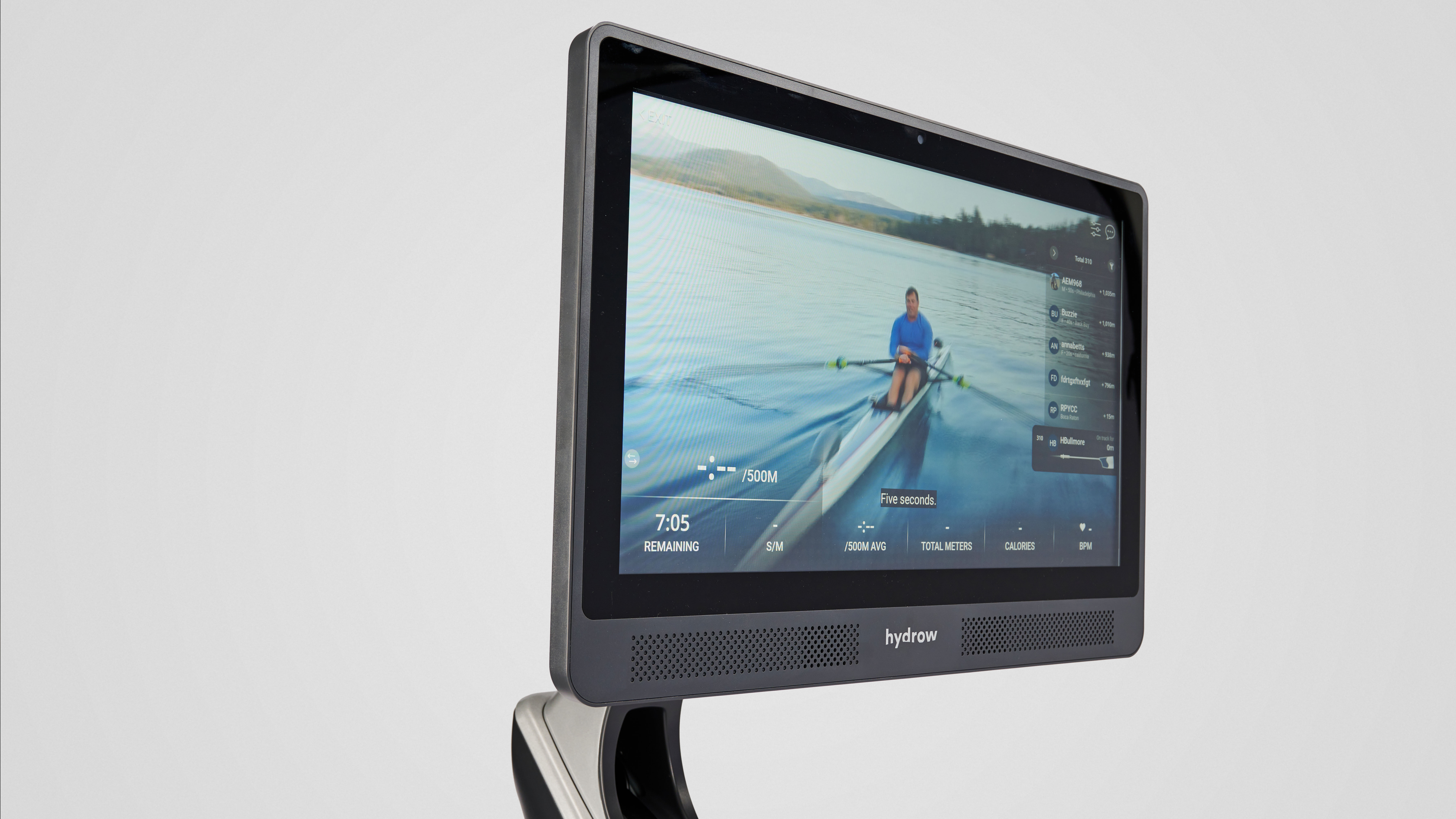 Screen on Hydrow rowing machine