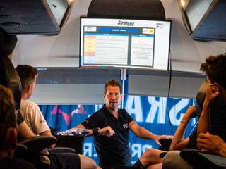 A view inside the team bus at Israel Premier-Tech