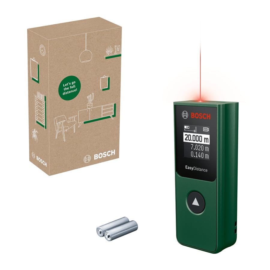 Bosch Laser Measure Easydistance 20 (easy &amp;amp; Precise Measurement Up to 20m, Pocket Size, One-Button Control, in E-Commerce Cardboard Box)