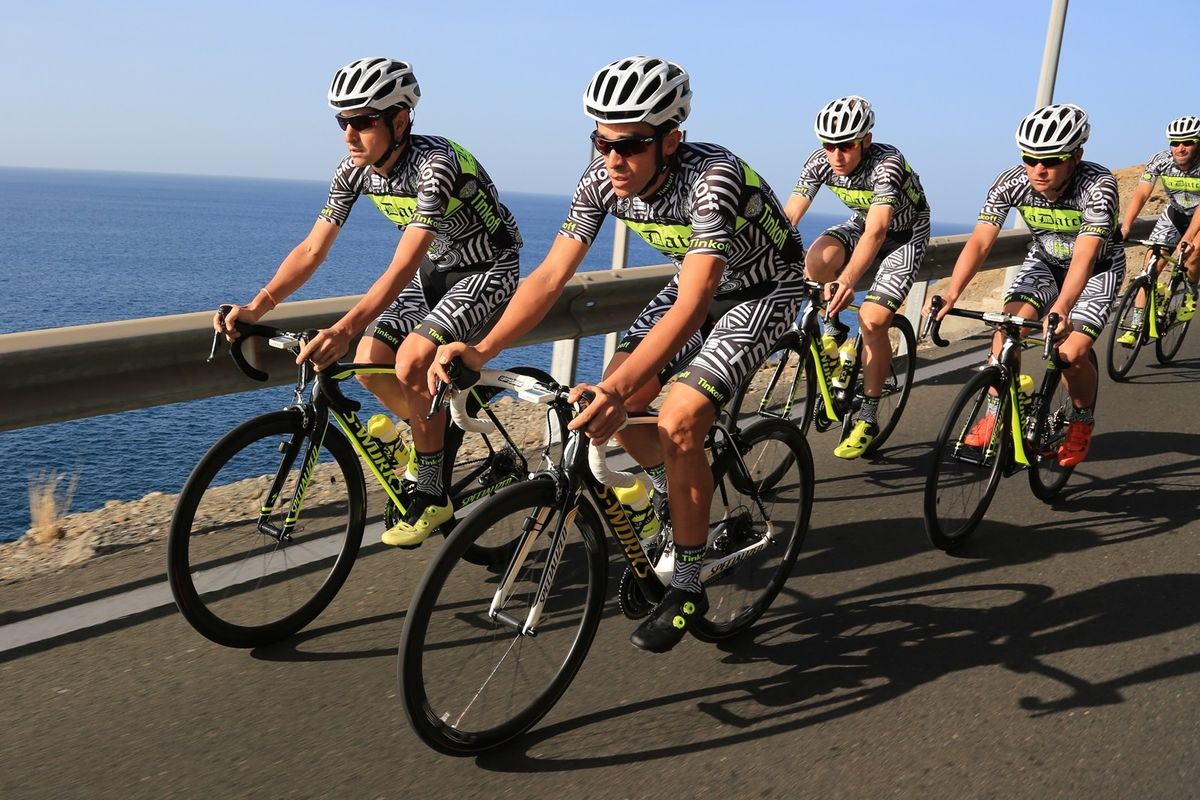 Alberto Contador training hard