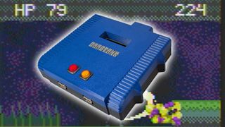 Gametank console with Ganymede gameplay in backdrop.