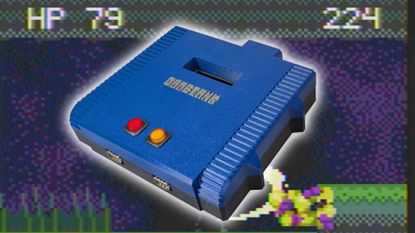 Gametank console with Ganymede gameplay in backdrop.