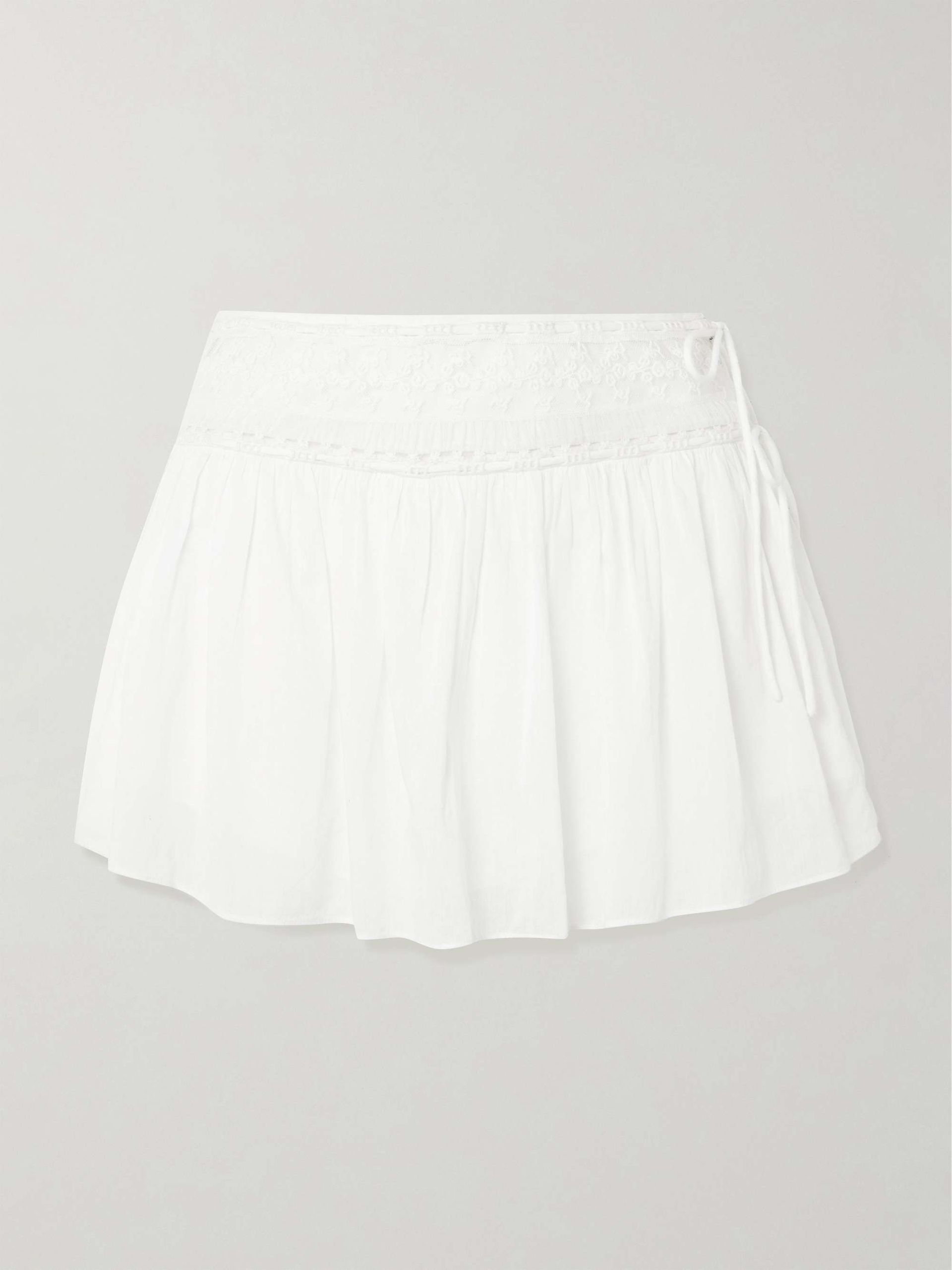 Danielle Tie-Detailed Lace-Trimmed Cotton Skort