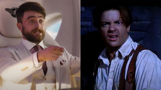 Daniel Radcliffe in The Lost City trailer and Brendan Fraser in famous The Mummy scene