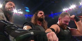 Roman Reigns, Seth Rollins, and Dean Ambrose at WWE Fastlane