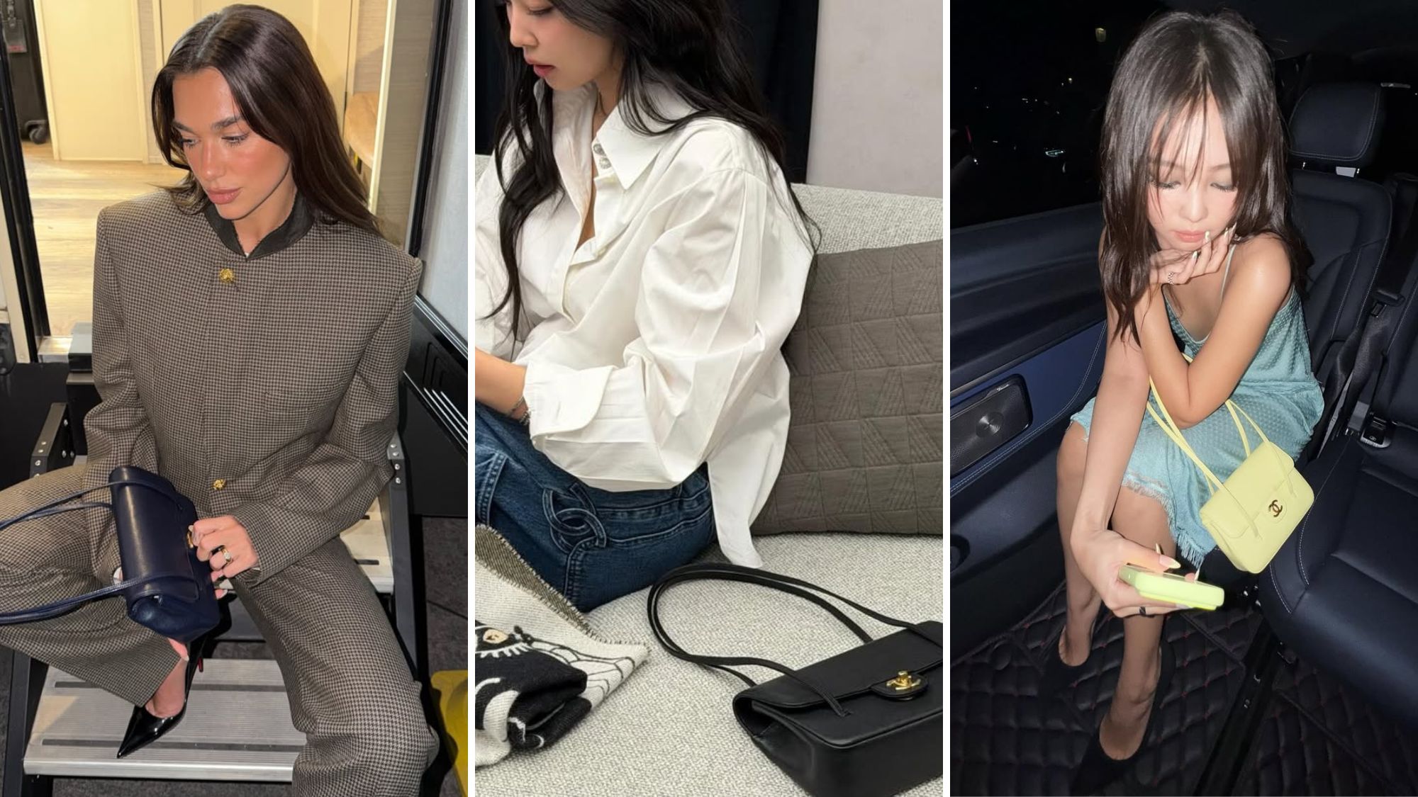 Jennie and Dua Lipa pose with the Chanel Preppy Coco bag 