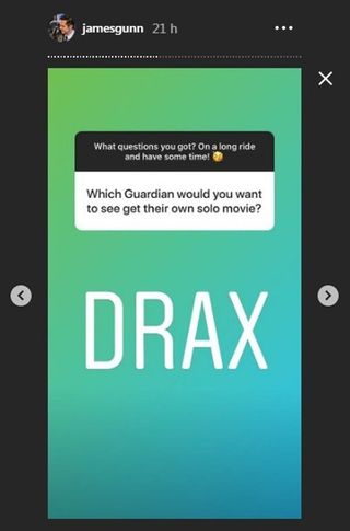 James Gunn Istagram Story Drax Marvel movie