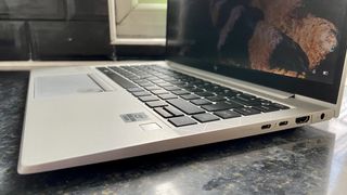 The side of the HP EliteBook 840 G7 with ports visible