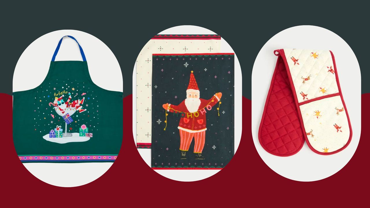 M&amp;S christmas apron, tea towels and oven glove