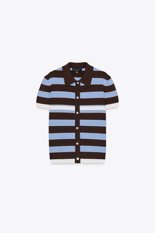 Striped Knit Polo Shirt