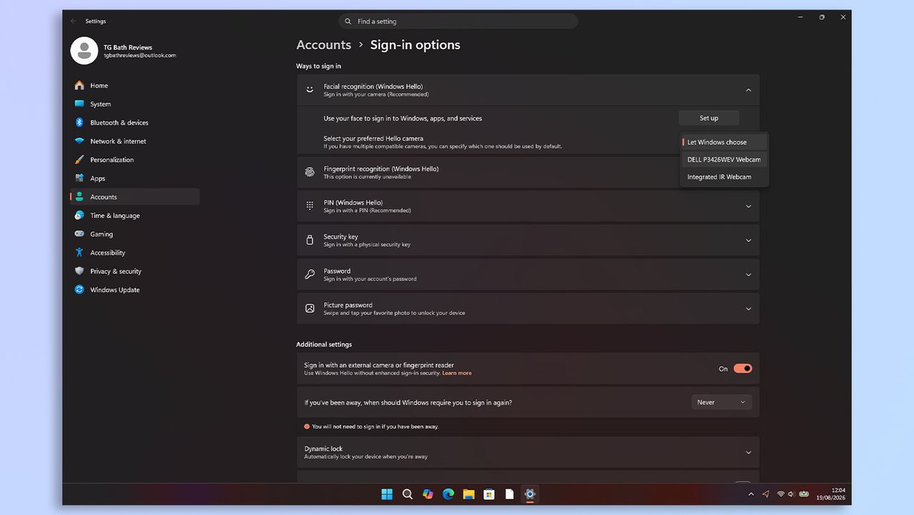 Screenshot showing the Dell Pro P3426WEV's settings