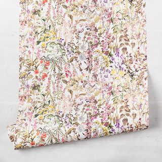 charlotte wallpaper in catherine cream with floral designed