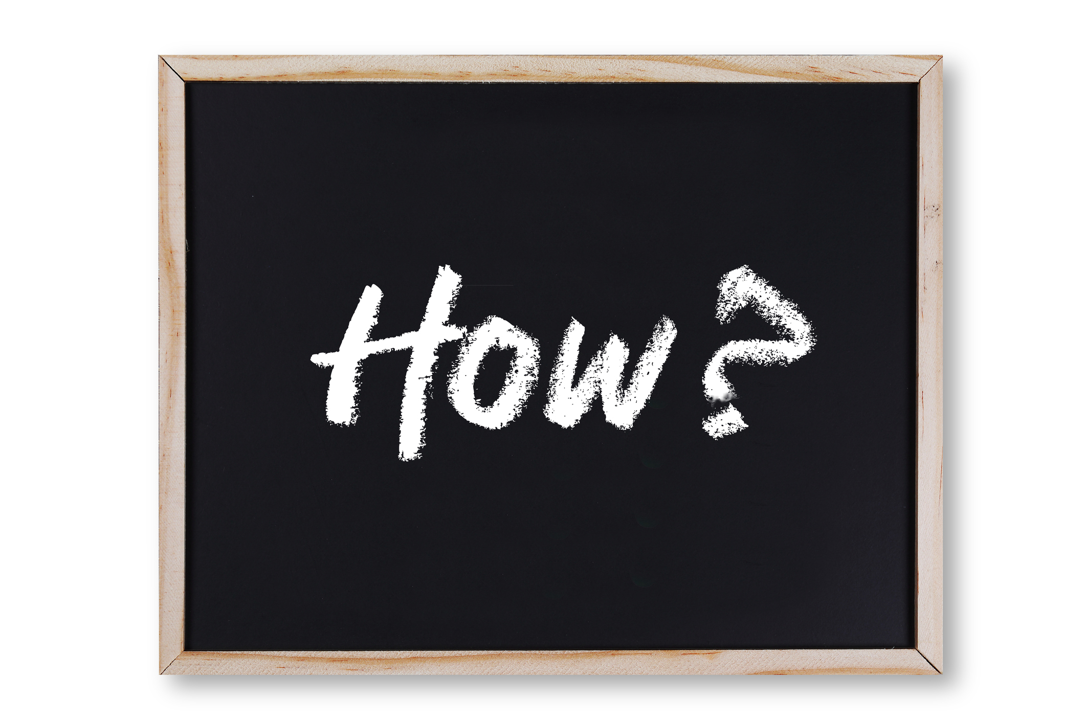 A How word in chalk on chalkboard with clipping path to remove shadow