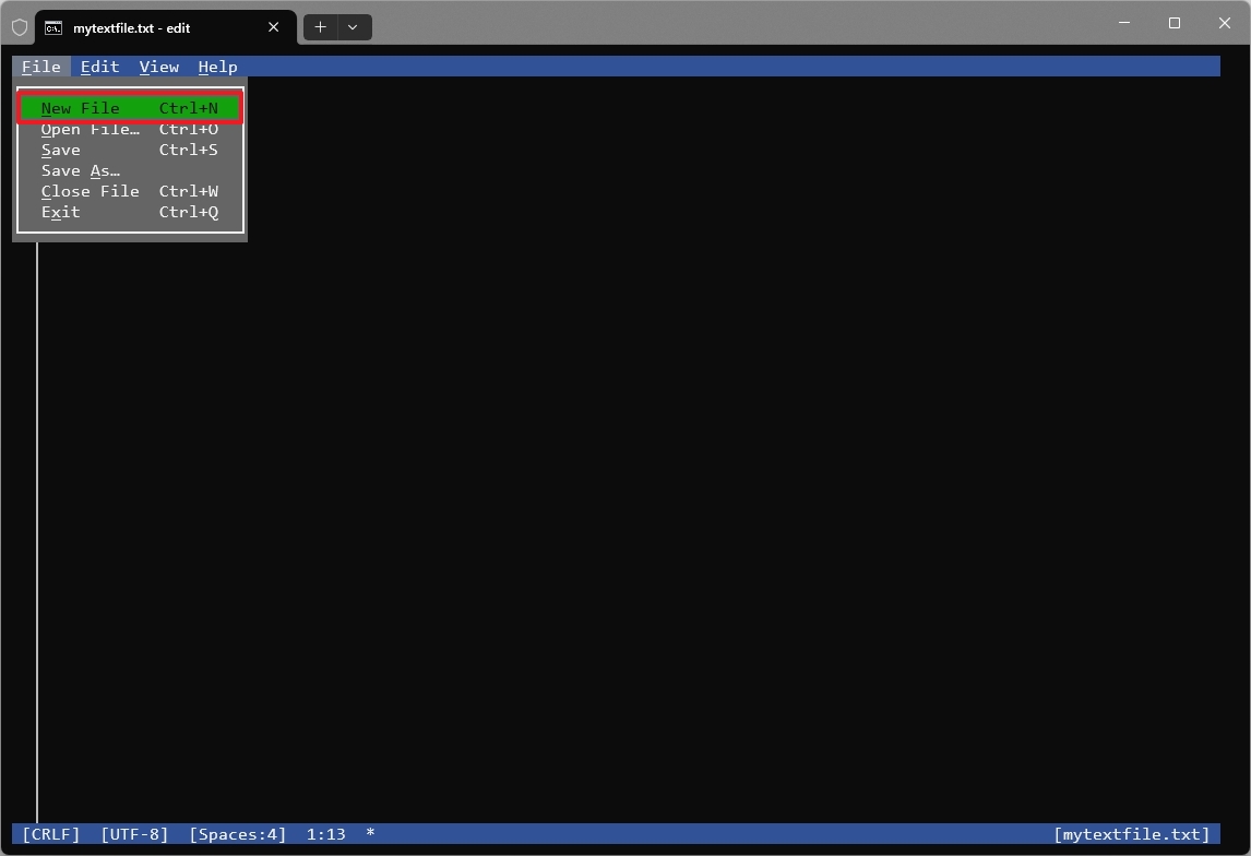 Edit UI create new file