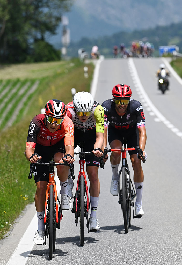 Tour de Suisse stage 4: Andrew August, Larry Warbasse and Georg Zimmerman get the break of the day moving