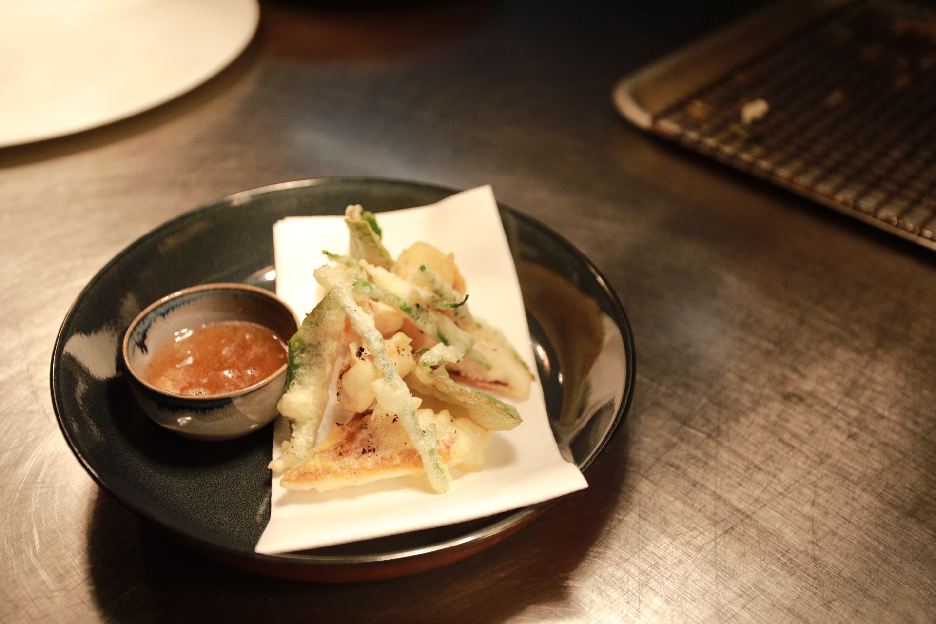 Tempura of Red Mullet and sea Vegetables, Sweet and Sour Sauce