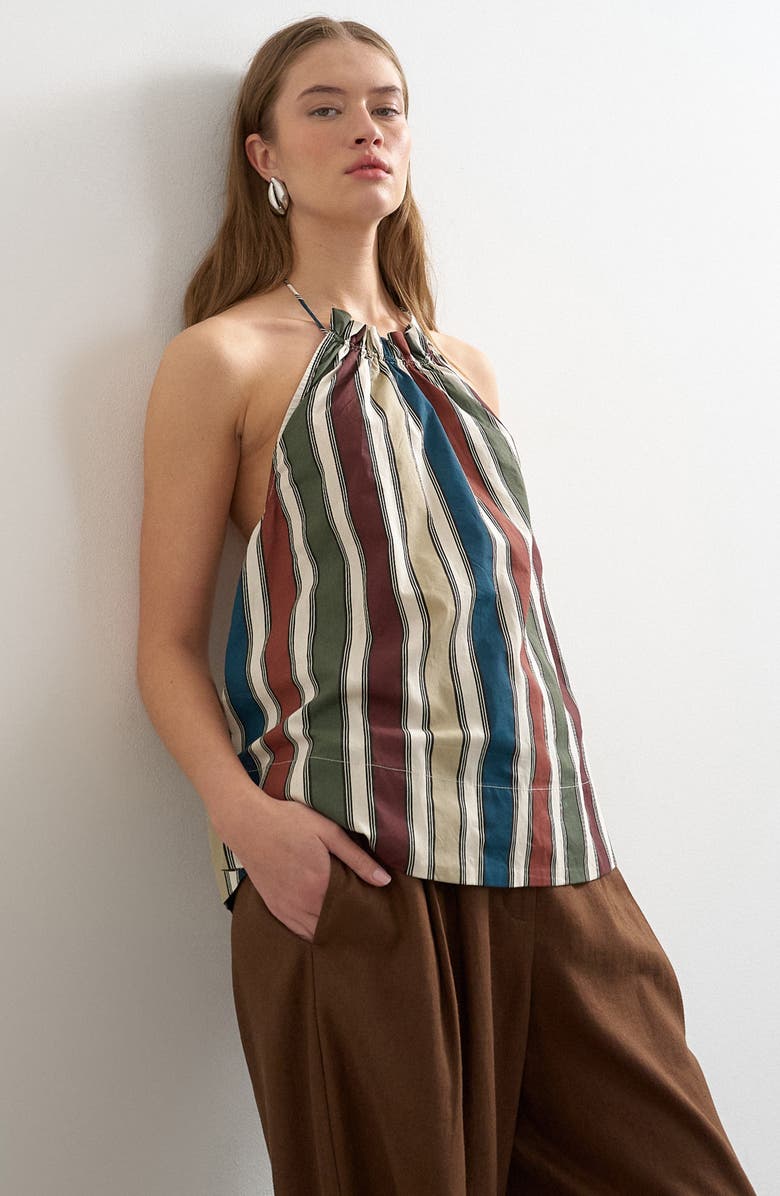 Co-Ord Stripe Cotton Halter Neck Top