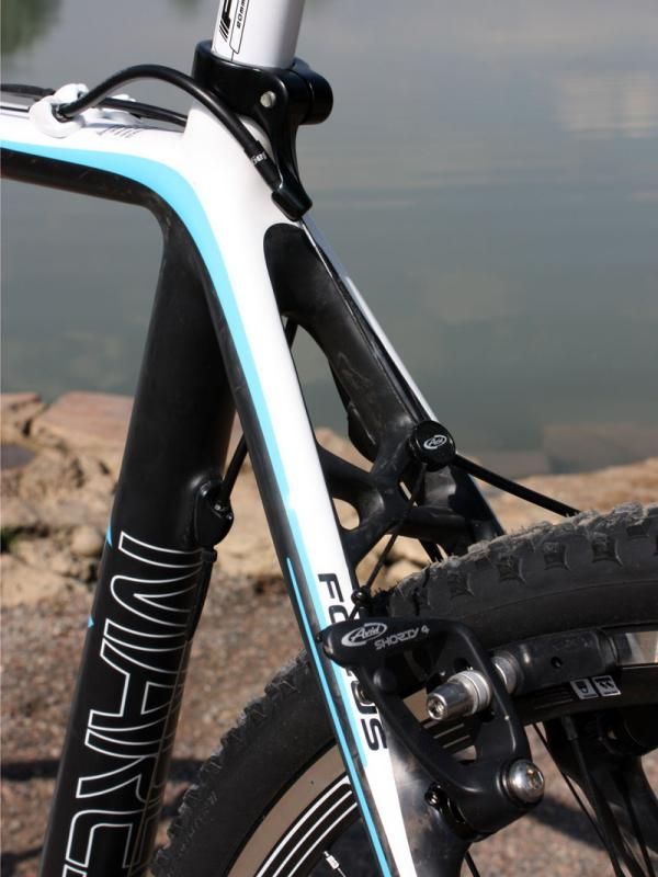 The rear brake housing stop is neatly integrated into the seatpost collar