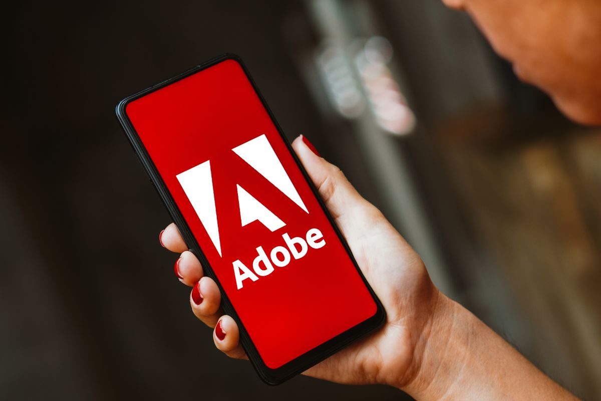 Adobe logo on smartphone