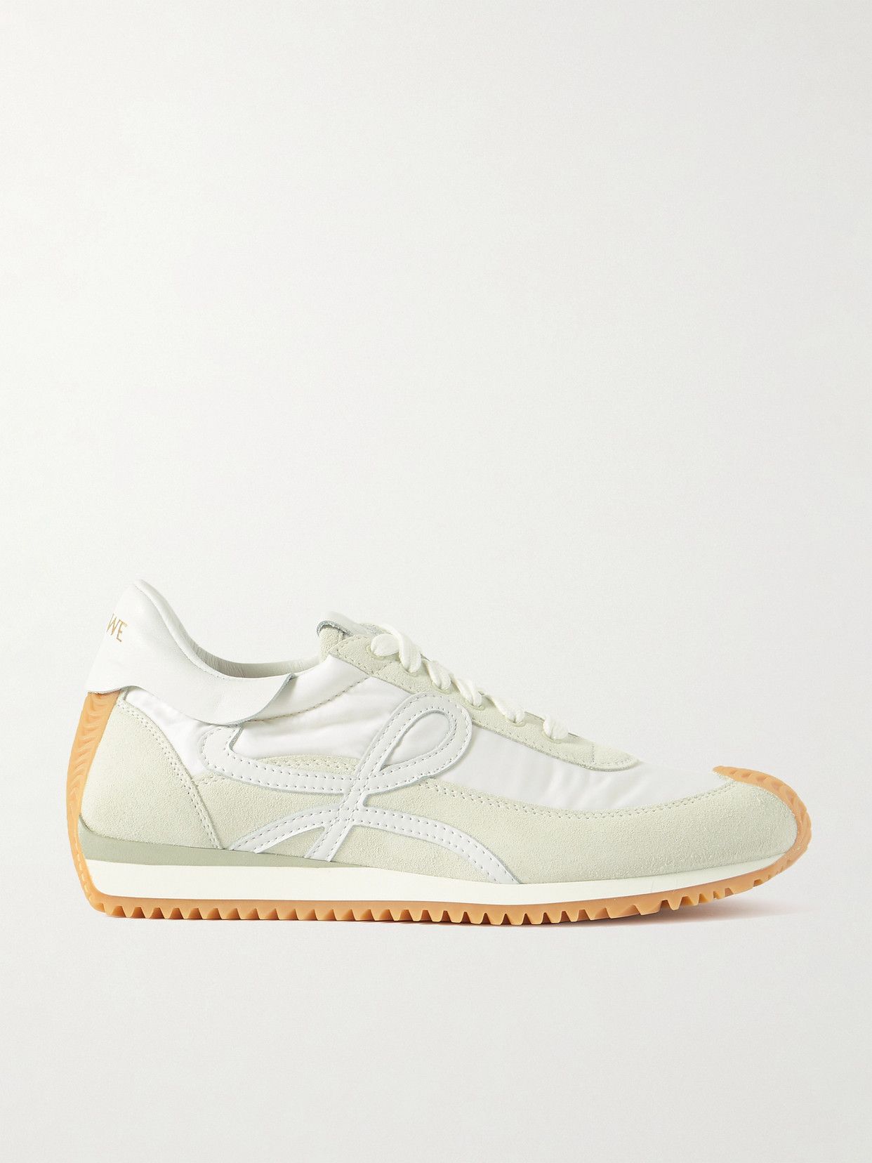 Flow Logo-Appliquéd Shell, Leather and Suede Sneakers