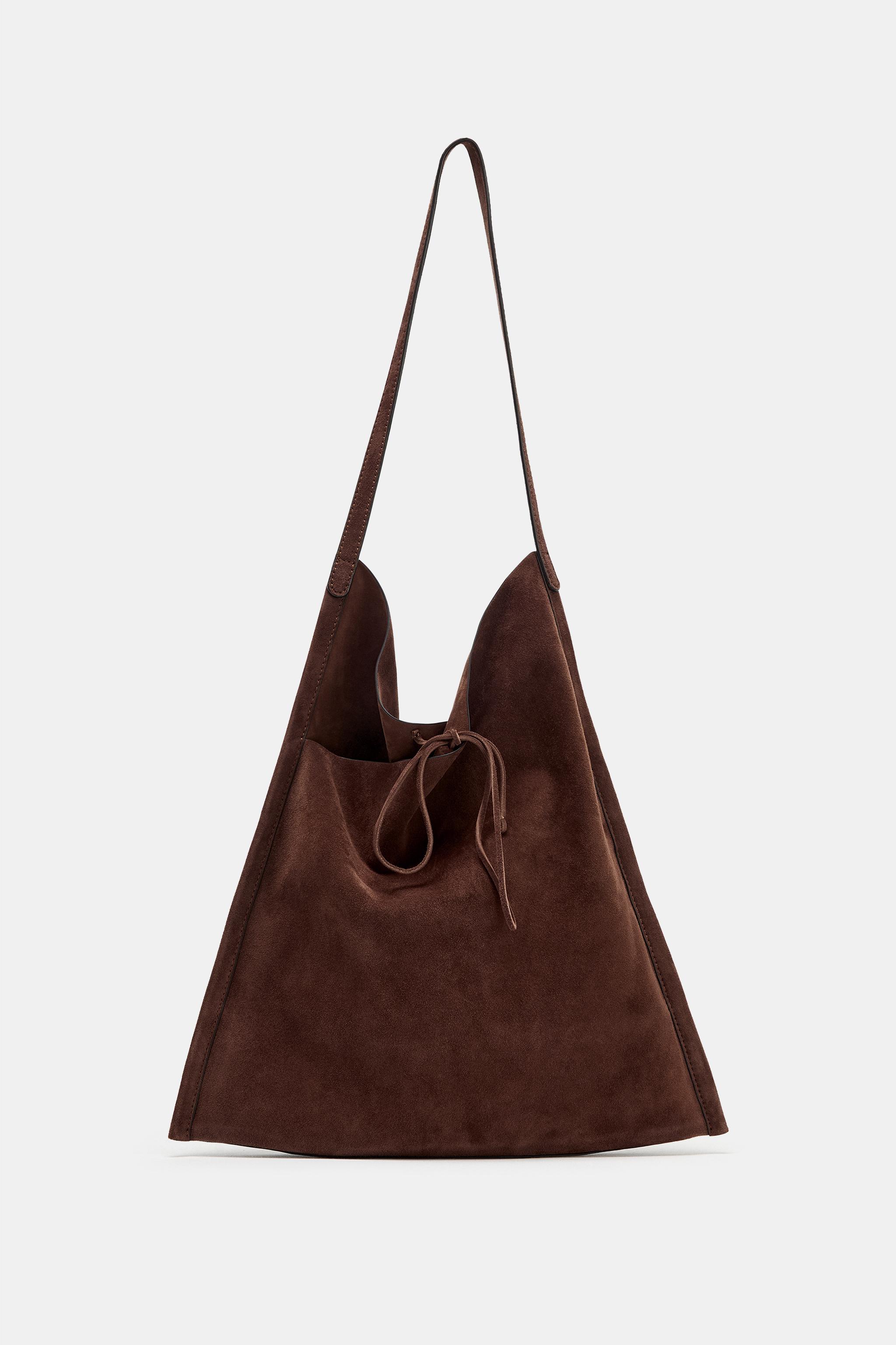 Flat Leather Bag With Tie Closure
