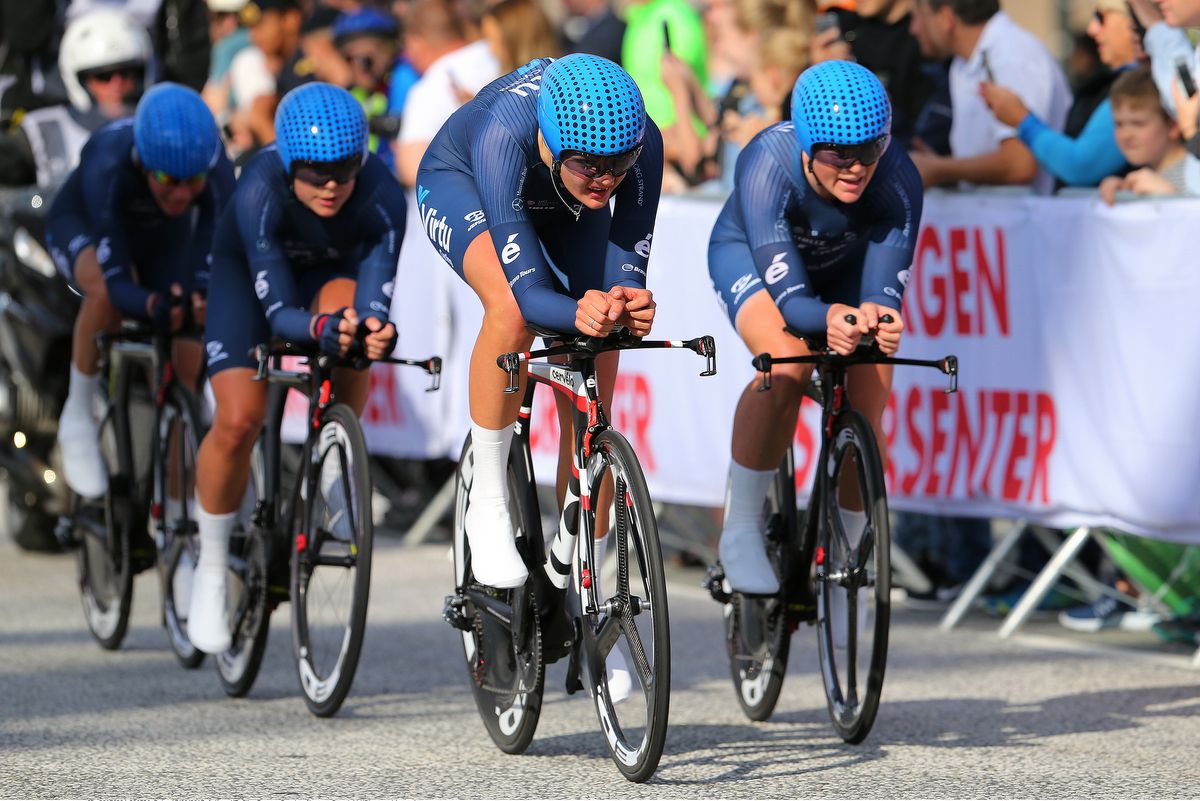 Linda Villumsen and the Virtu team ride the Worlds TTT in Bergen
