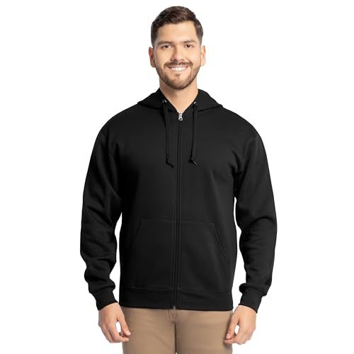 Fruit of the Loom Men's Eversoft Fleece Sweatshirts & Hoodies, Full Zip-Black, Medium