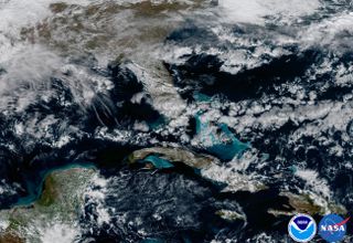 The Caribbean islands and part of the southeastern United States are visible in this photo taken by NOAA's GOES-16 weather satellite.