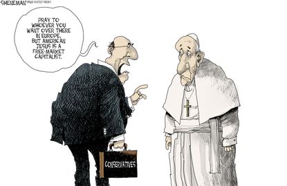 Editorial cartoon U.S. Pope Republicans conservative