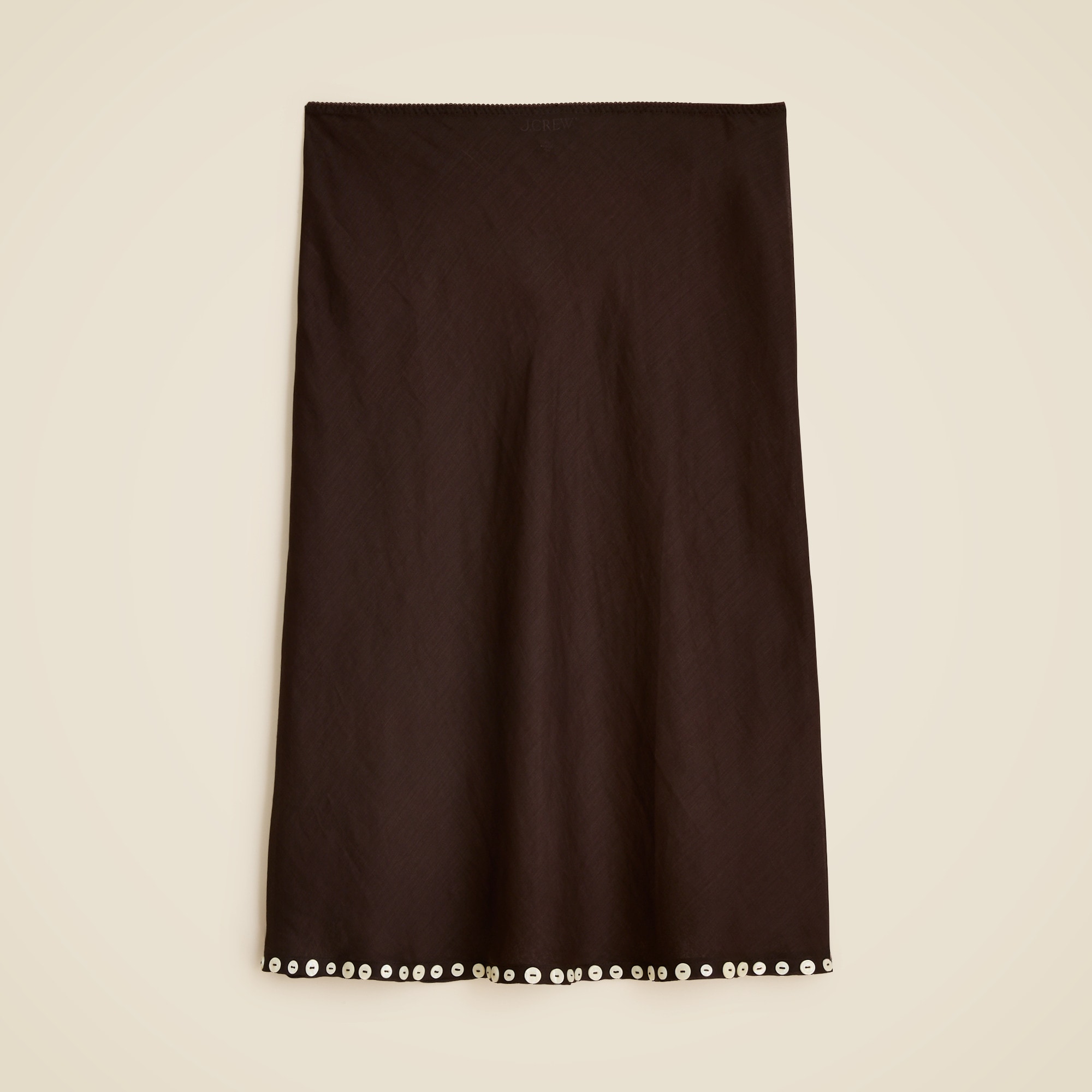 Button-Trim Midi Skirt in Ramie
