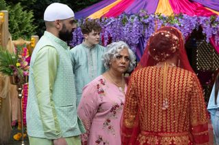 Misbah and Zain got married when her son's wedding day imploded in Hollyoaks.