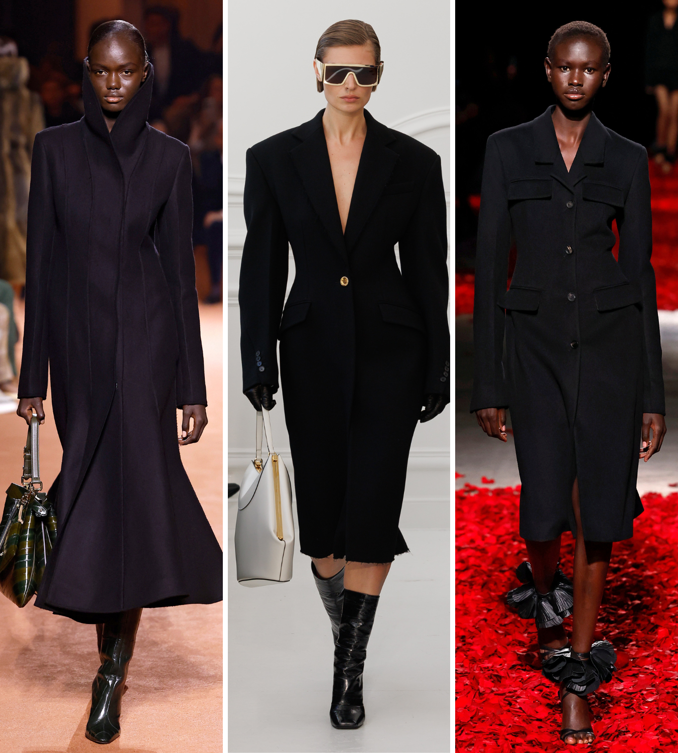 black tailored coats runway