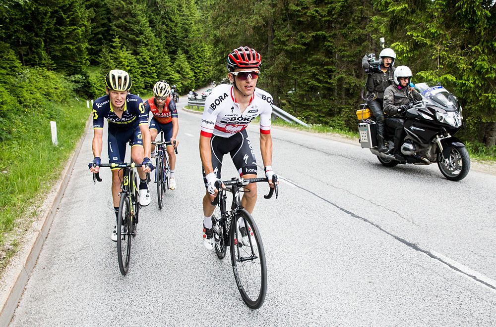 Rafal Majka and Jack Haig on the final climb