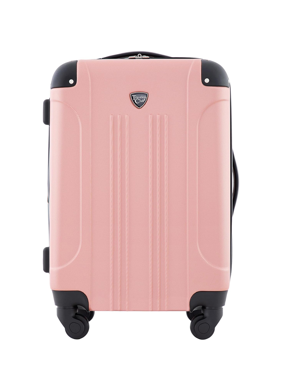 Travelers Club, Travelers Club Chicago Hardside Expandable Spinner Luggage, Rose Gold, 22" Carry-On