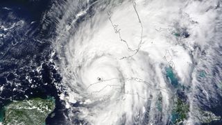 satellite image of hurricane ian as its eye moved off of cuba and into the gulf of mexico