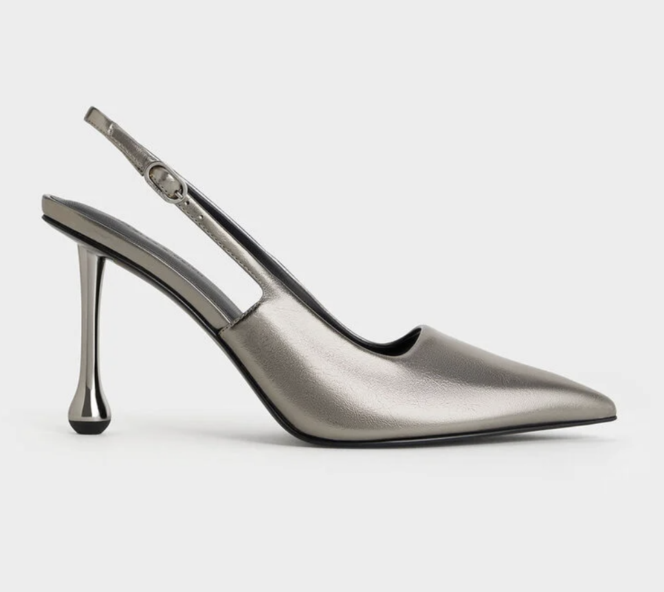 Charles &amp; Keith, Faux Suede Sculptural-Heel Pointed Pumps