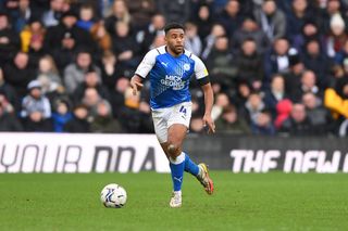 Nathan Thompson of Peterborough United in action during the Sky Bet Championship match between Derby County and Peterborough at the Pride Park, Derby on Saturday 19th February 2022. (Photo by Jon Hobley/MI News/NurPhoto via Getty Images)