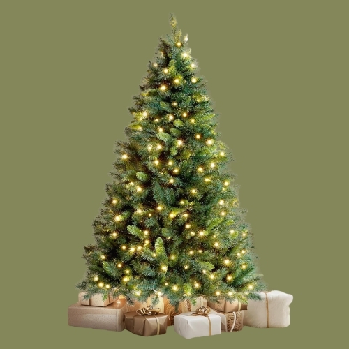 VeryMerry, Verymerry 5ft &#039;snowhill&#039; Pre Lit Christmas Tree With 200 Built-In Warm White Led Lights With Auto-Off Timer, 8 Lighting Modes and Foldable Metal Stand