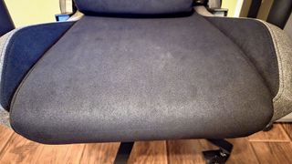 The oddly shaped seat pan of the Blacklyte Athena gaming chair