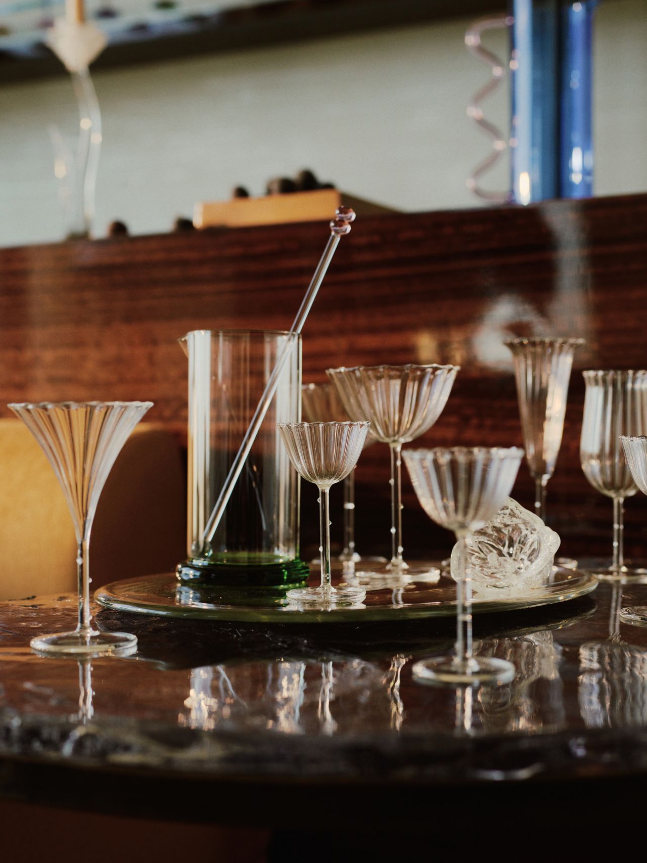 digestif glasses on a side table