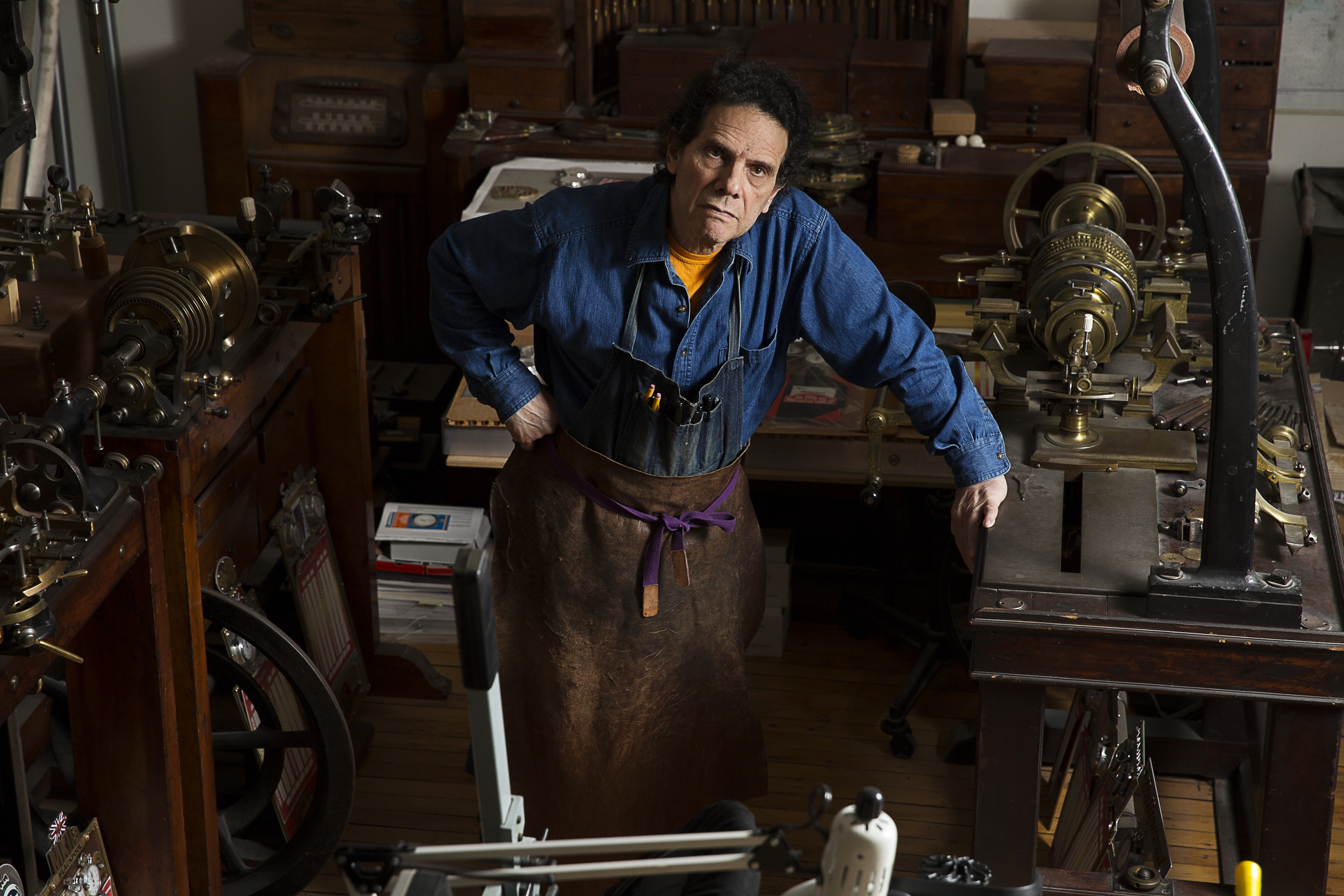 Daniel Brush with his ornamental lathes