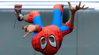 Miles singing in Spider-Man: Into the Spider-Verse.