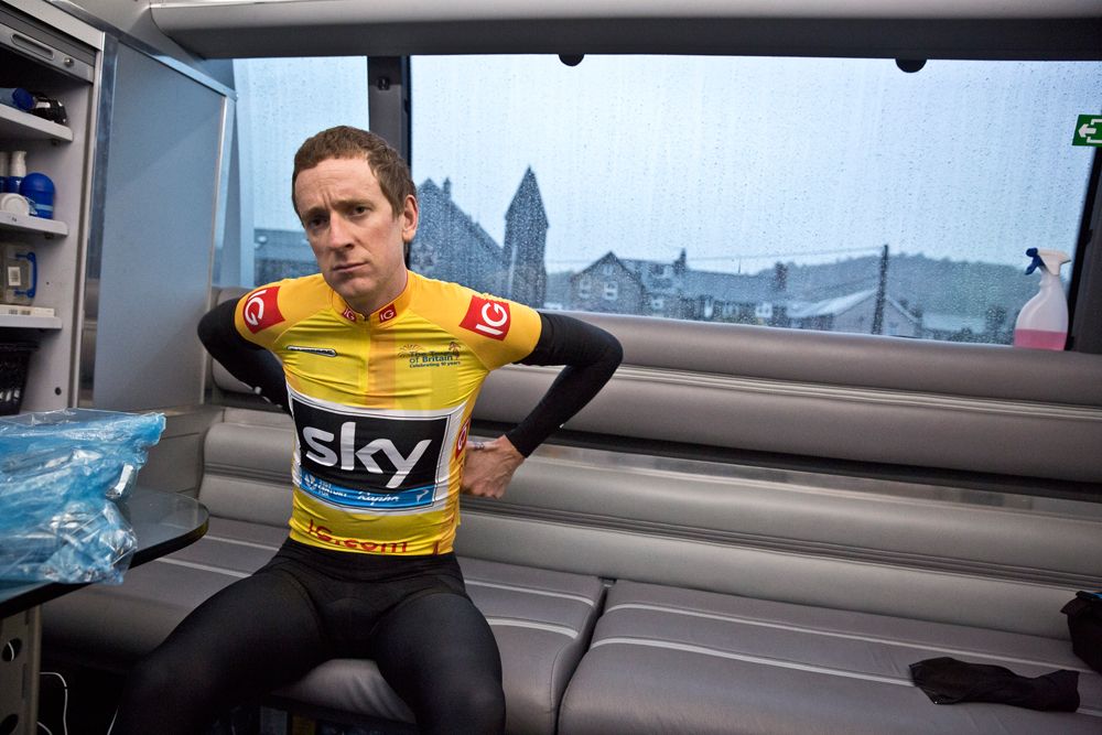 Leading the Tour of Britain in 2013. He went onto win the race.